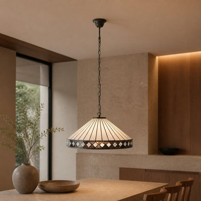 TF Fargo Pendant Light - Tiffany Style Lighting with an Art Deco Shade and Adjustable Chain