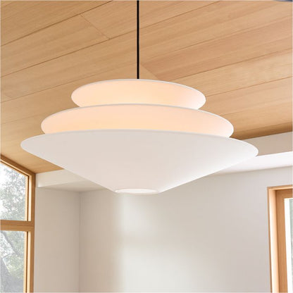 Solivara Soft Layered Linen Pendant Light with Modern Silhouette for Living and Dining Spaces