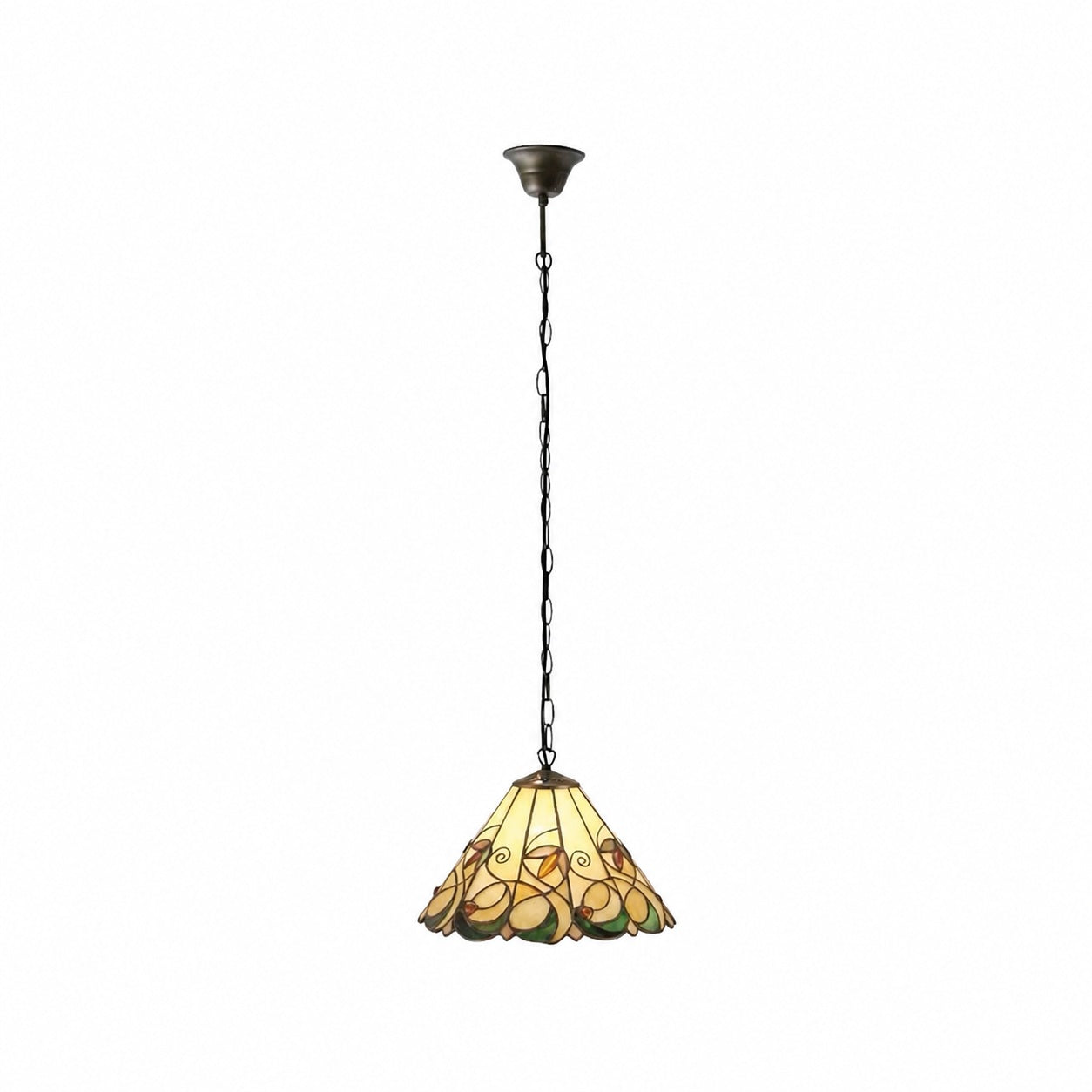 TF Jamelia Vintage Floral Stained Glass Dome Pendant Light for Dining Rooms