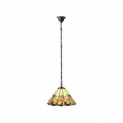 TF Jamelia Vintage Floral Stained Glass Dome Pendant Light for Dining Rooms