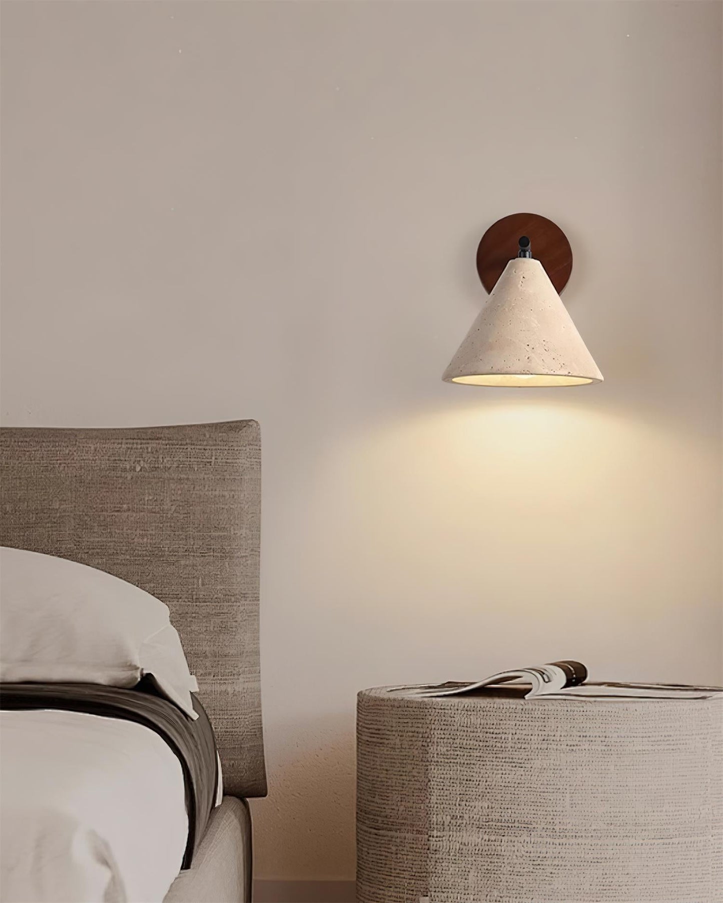 Vinage Kegel Travertin Wandleuchte Für Schlafzimmer
