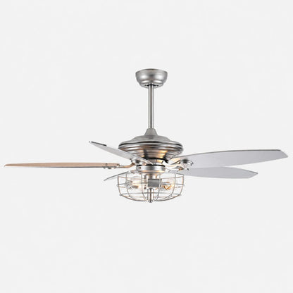 Silver caged ceiling fan light, 132 cm / 52″