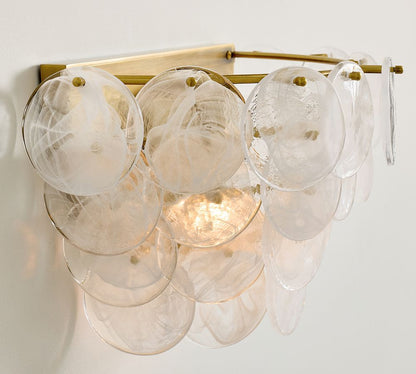 Sevra Cascading Glass Disc Wall Sconce - Metal Vintage Brass Finish Lighting