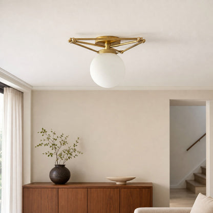 Glorica Glas-Deckenleuchte aus Messing mit geometrischem Design – mundgeblasenes Kugeldesign