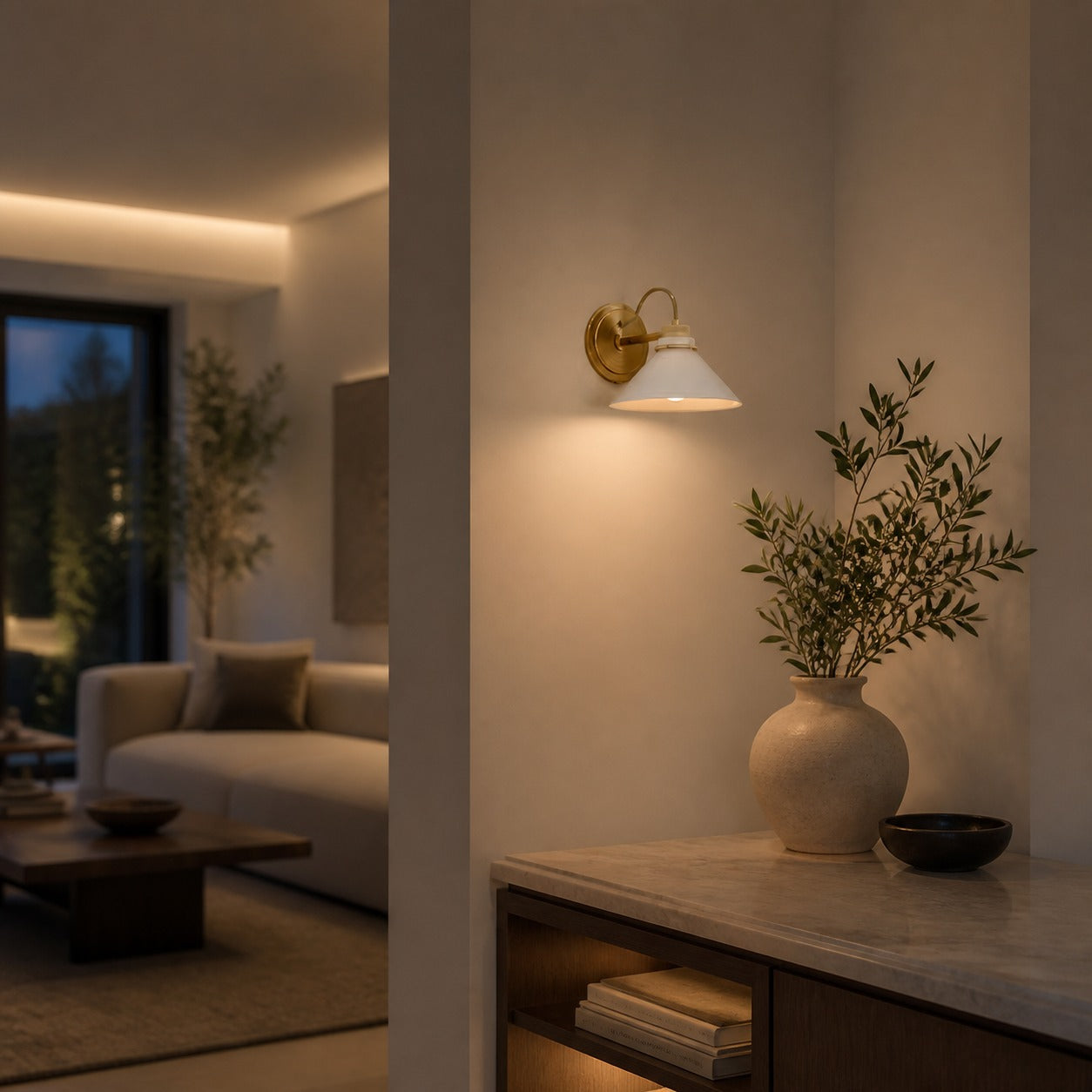 Aurenza Sconce – Farmhouse Wall Light with Metal Accents for Cozy Spaces