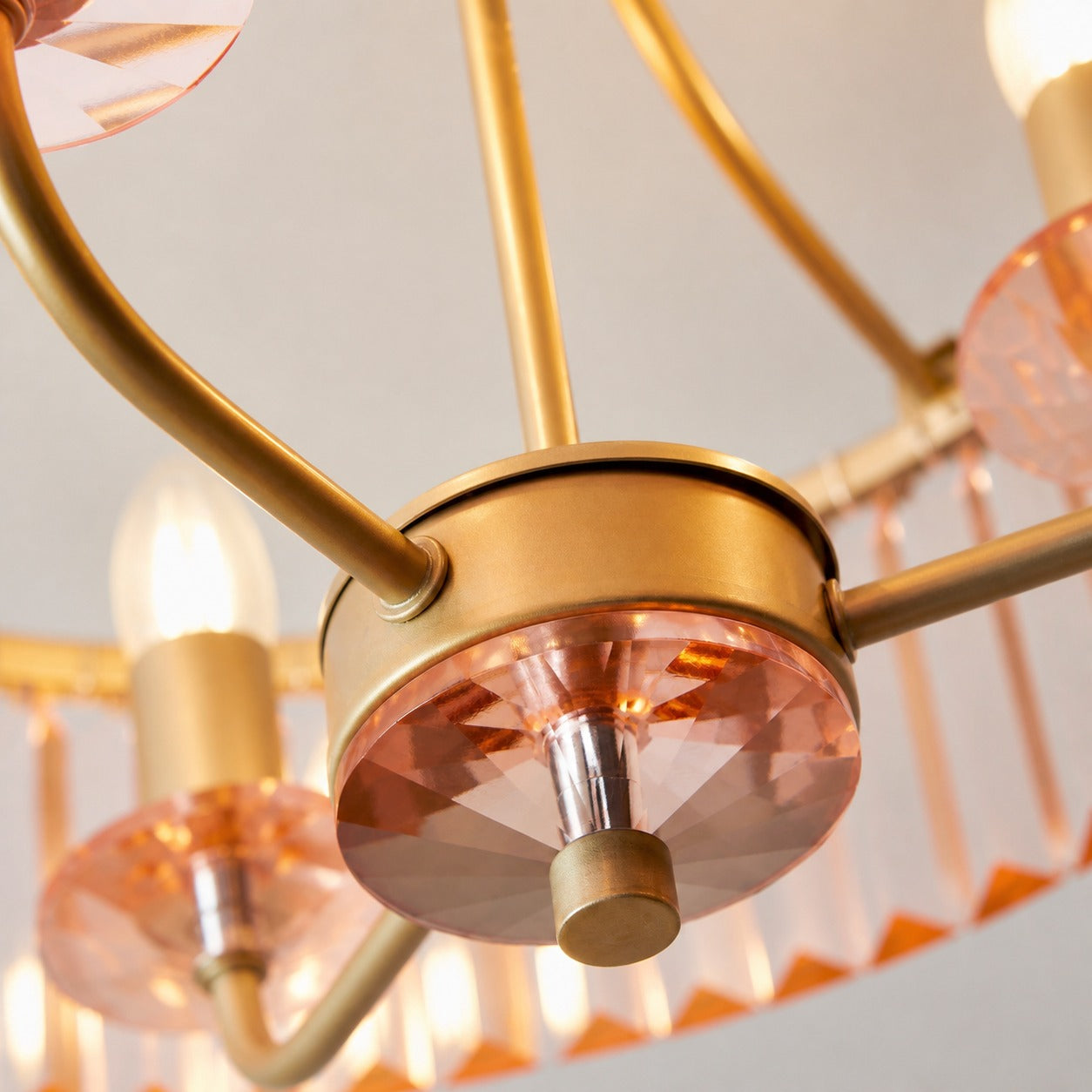 Beveline 3 Light Round Semi Flush - Faceted Cut Glass Shade Metal Finish for Hallways and Bedrooms