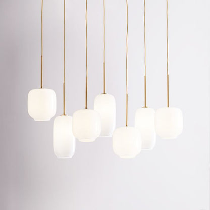 Lumivelle Sculptural 7-Light Chandelier – Adjustable Height Modern Glass Pendant