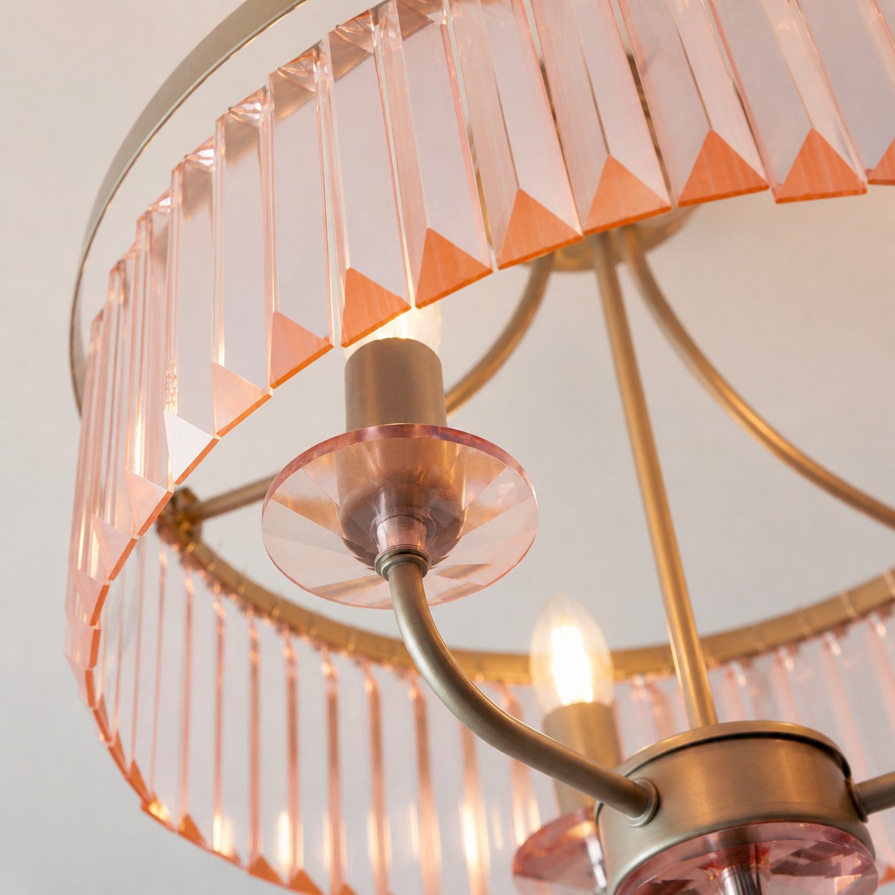 Beveline 3 Light Round Semi Flush - Faceted Cut Glass Shade Metal Finish for Hallways and Bedrooms