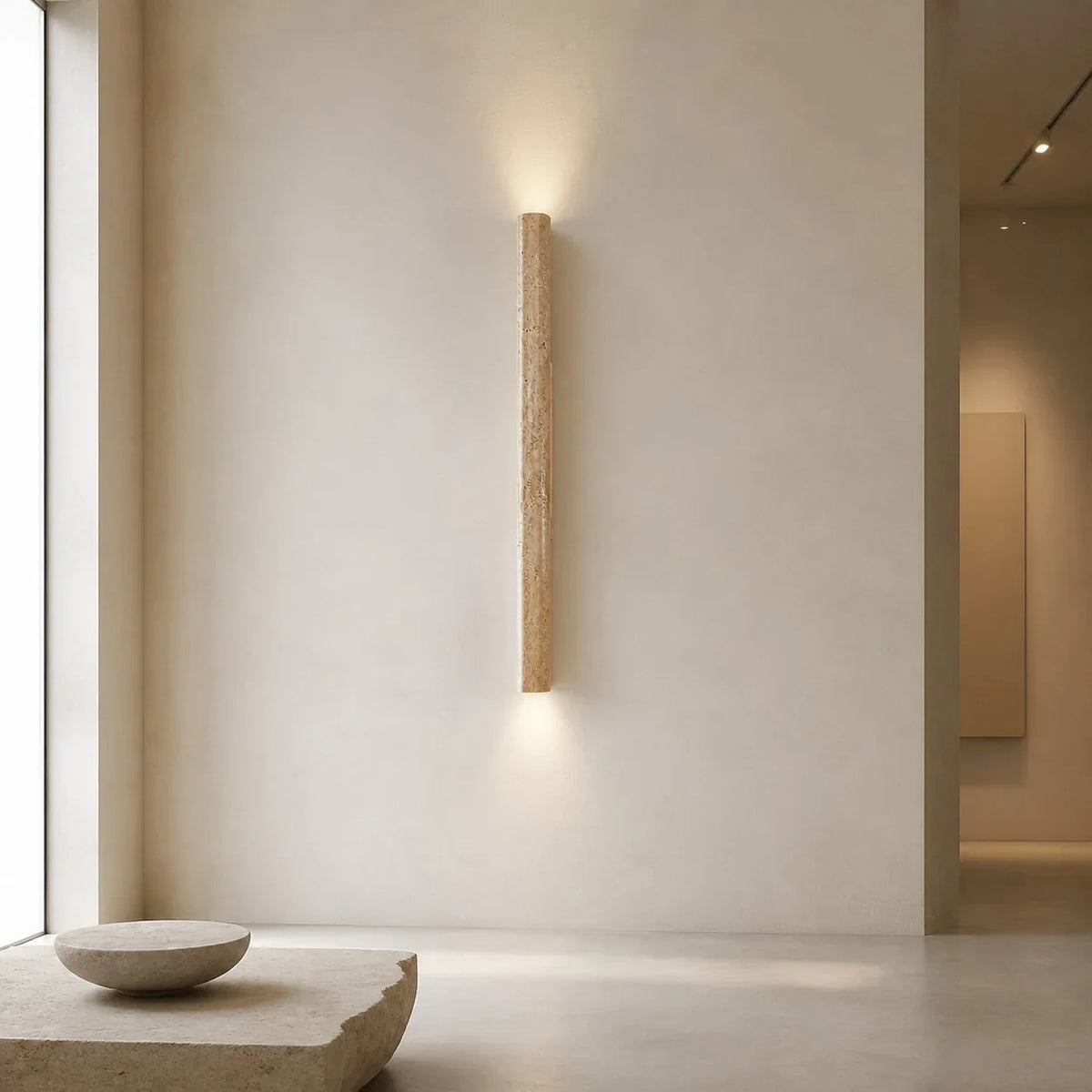 stone linear wall sconce scene