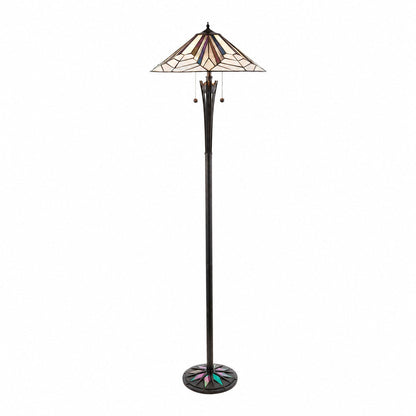 TF Astoria Art-Deco-Stehleuchte aus Buntglas – Stehleuchte im geometrischen Design für das Wohnzimmer