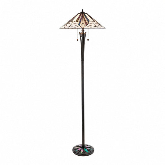 TF Astoria Art-Deco-Stehleuchte aus Buntglas – Stehleuchte im geometrischen Design für das Wohnzimmer