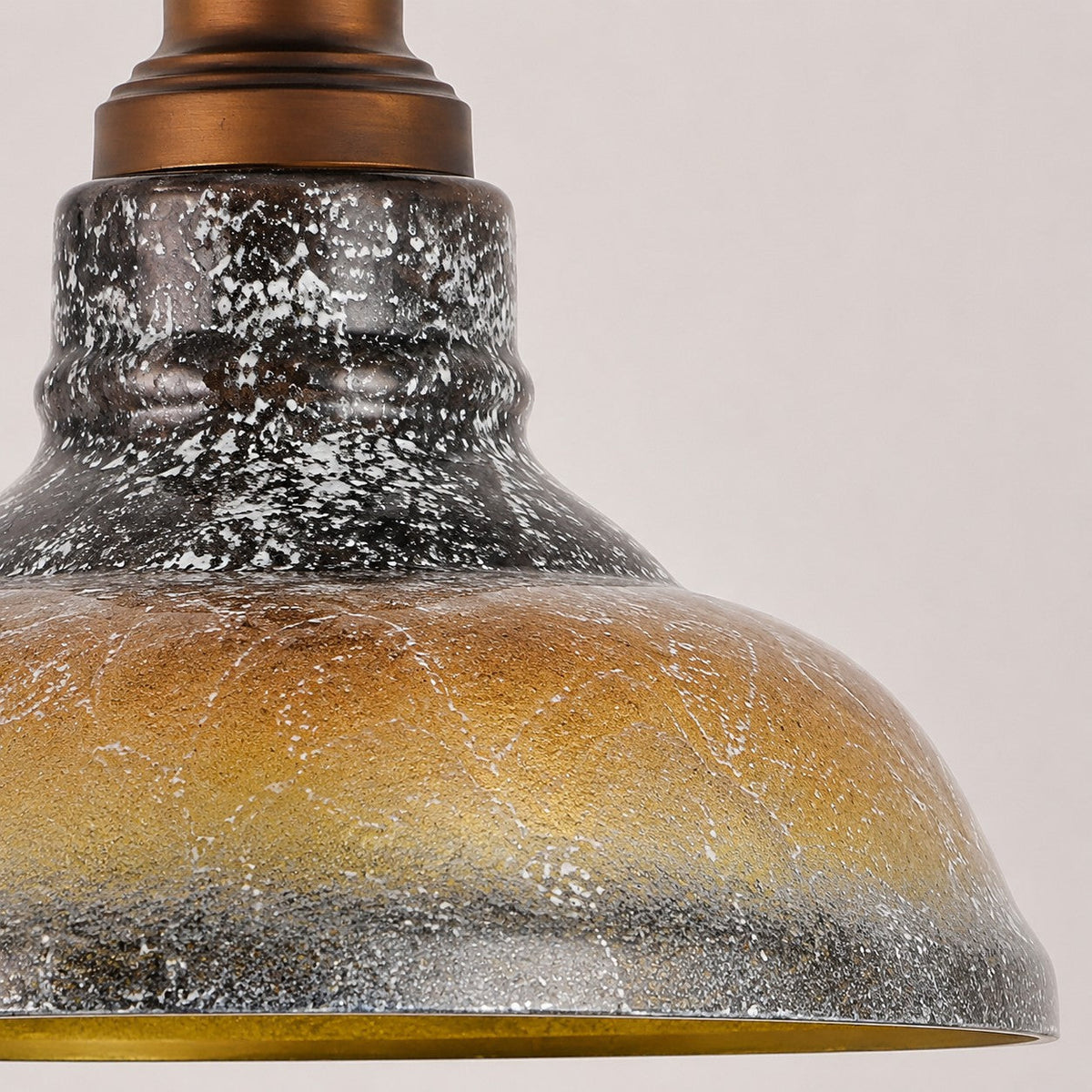 Smoky Gray Glass and Brushed Bronze Metal Pendant Light