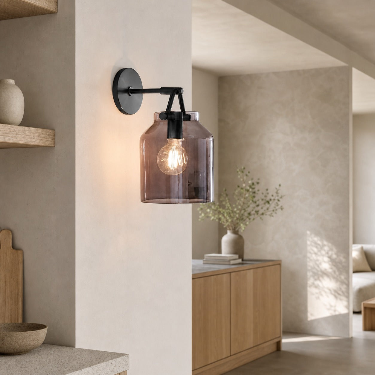 Hanton Moderne, minimalistische Wandleuchte aus Messing und Glas – feuchtigkeitsbeständig für Badezimmer