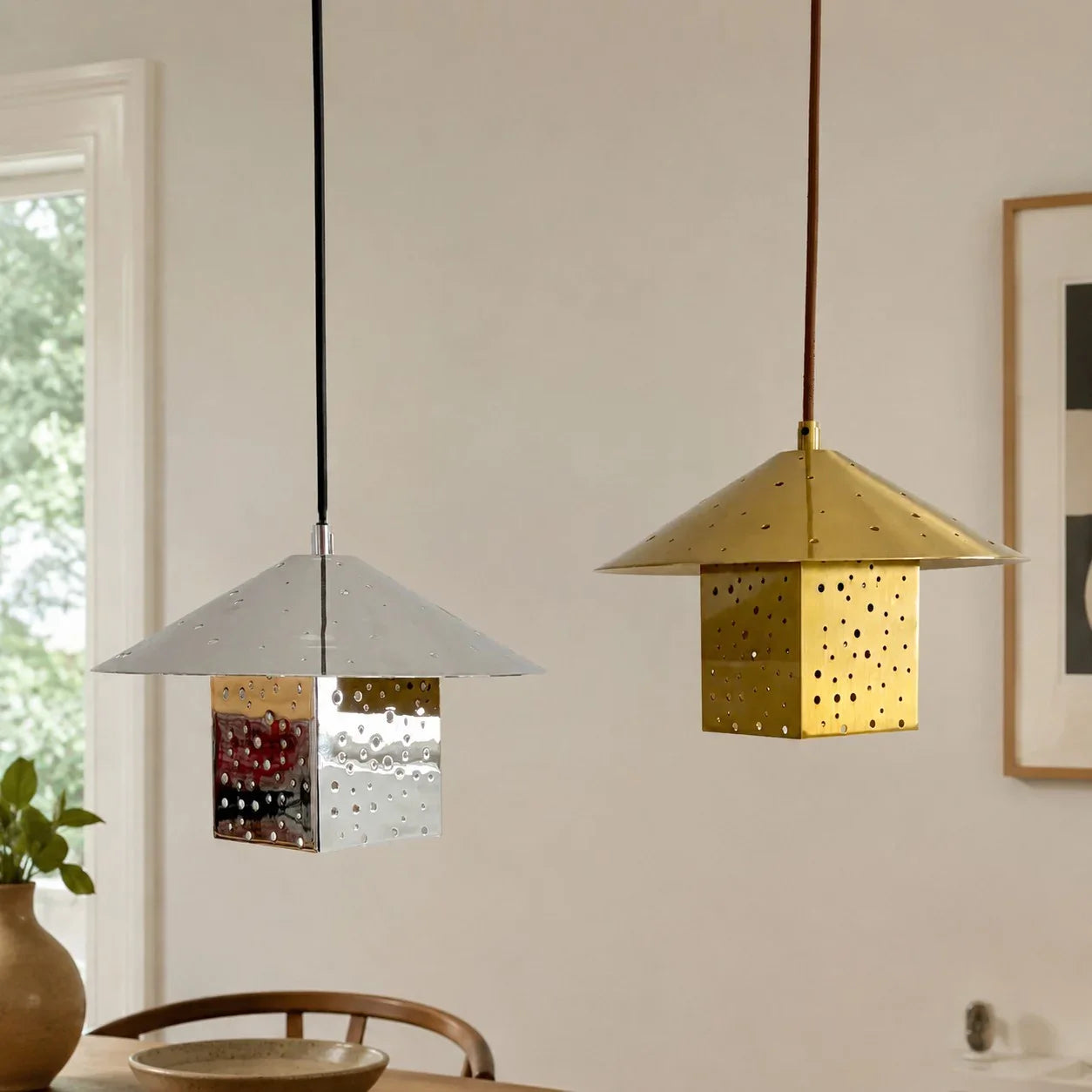 Bauhaus Hollow Silver Single Pendant Light