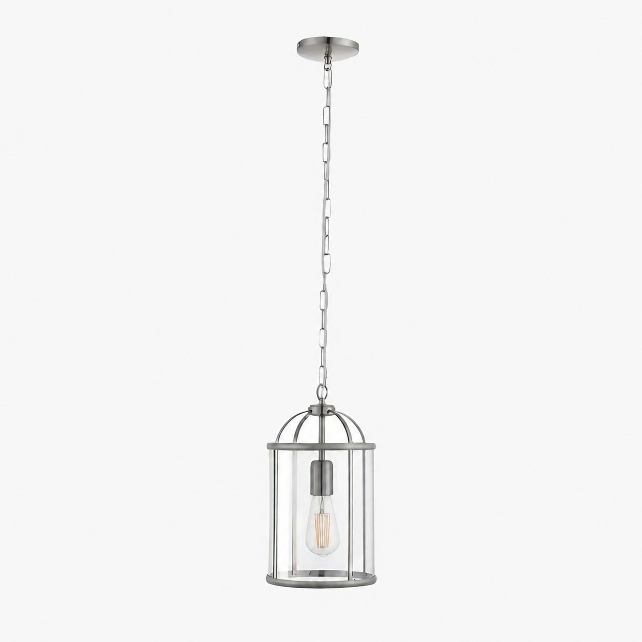 Luxvana Bell Shaped Glass Pendant Light - Industrial Metal Lantern Design Fixture for Kitchen