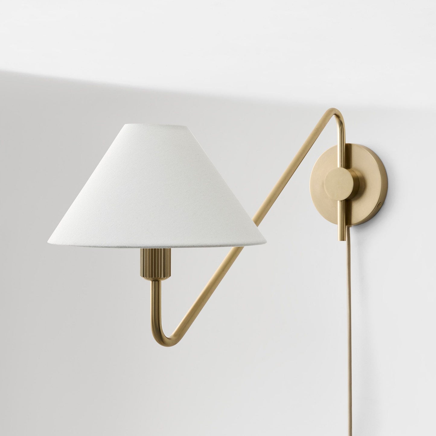 Diora Adjustable-arm Wall Sconce with Linen Shade - Versatile Wall Lamp for Bedroom or Hallway