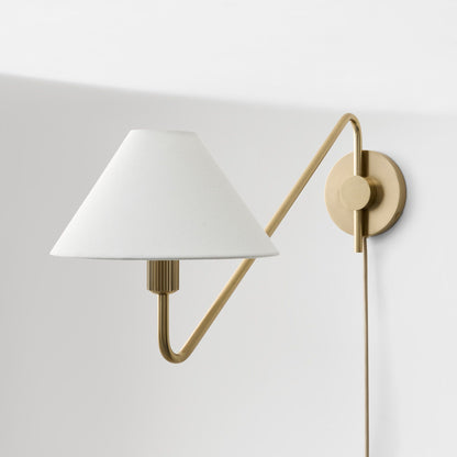 Diora Adjustable-arm Wall Sconce with Linen Shade - Versatile Wall Lamp for Bedroom or Hallway