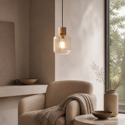 Korlisse Pendelleuchte aus Naturstein und Glas – Stilvolle Lampe für Wohnzimmer oder Lounge