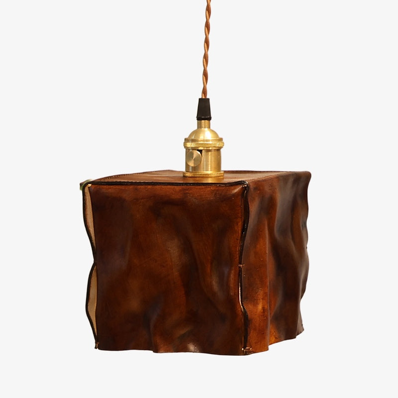 Hand-Shaped Leather Pendant Light