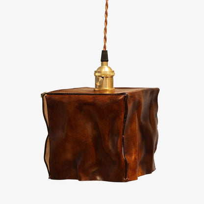Hand-Shaped Leather Pendant Light