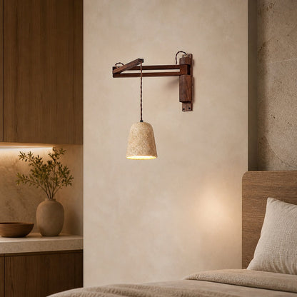 Tia Travertine Swing Arm Plug-in Sconce
