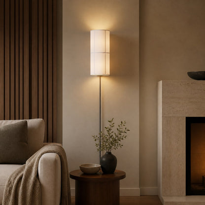 Cylume Cylinder Fabric Plug-in Wall Lamp - Minimalist Wall Sconce for Bedroom Living Room