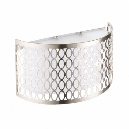 Liorin Fretwork Wall Light - Modern Curved Metal and Fabric Shade Sconce for Hallway or Bedroom