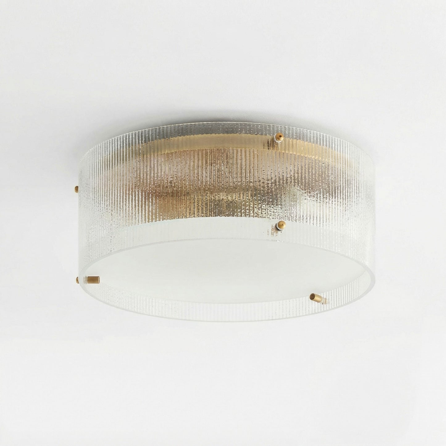 Glimmerove Fluted Glass Brass Round Ceiling Light – Rustic Chic Flush Mount for Living Rooms and Bathrooms