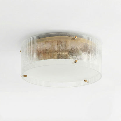 Glimmerove Fluted Glass Brass Round Ceiling Light – Rustic Chic Flush Mount for Living Rooms and Bathrooms