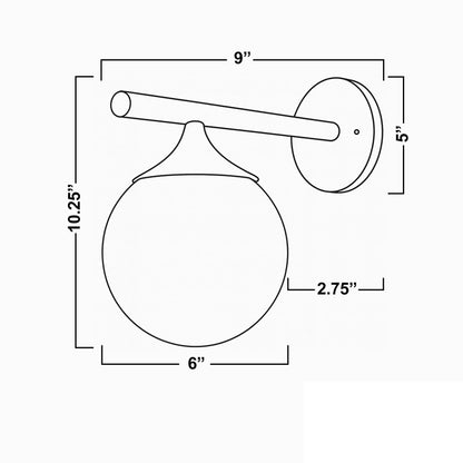 Glorica Glass Wall Sconce - Frosted Globe Light