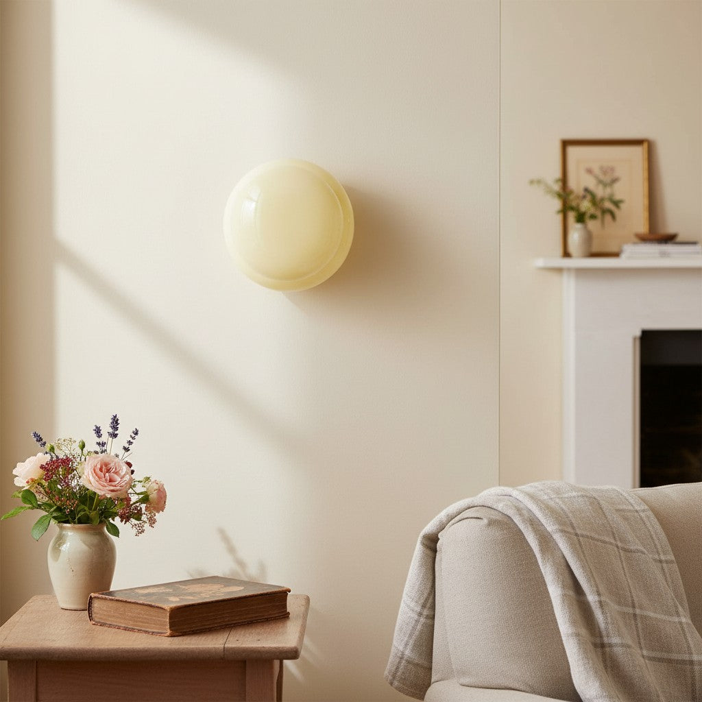 Soft Glow Opal Glass Wall Lamp – Elegant Accent Lighting for Bedrooms