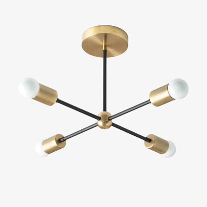 Mobilux Line Mid Century Gold Sputnik Chandelier - Geometric Brass Fixture
