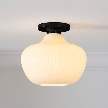 Rivrona Glass Flush Mount Ceiling Light - Modern Champagne Globe Design