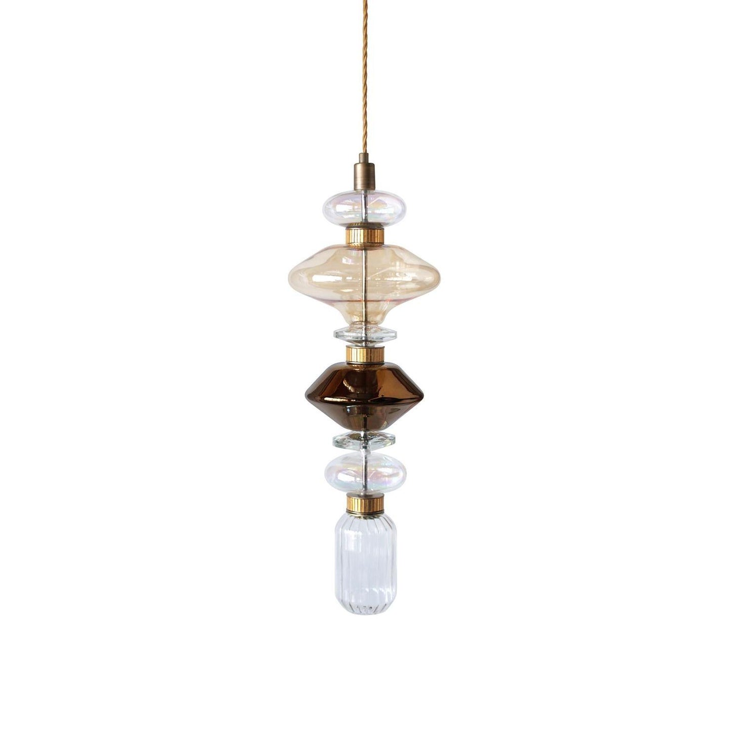 Minimalistische Ballett-Pendelleuchte - Eisen-Metall-Glas-Gold-Bernstein-Innenbeleuchtung