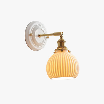 Japanische Vintage Wandlampe aus Keramik und Messing mit 1 Leuchte