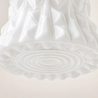 Textured white milk glass shade close-up