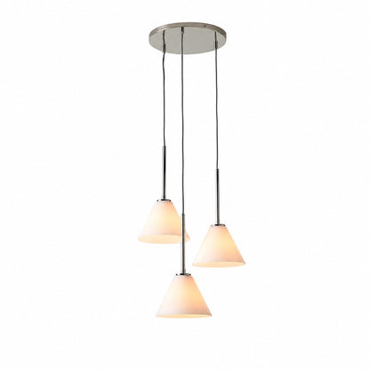 Conica 3-flammiger Kegel-Kronleuchter – Skulpturale Pendelleuchte aus Glas im modernen Stil