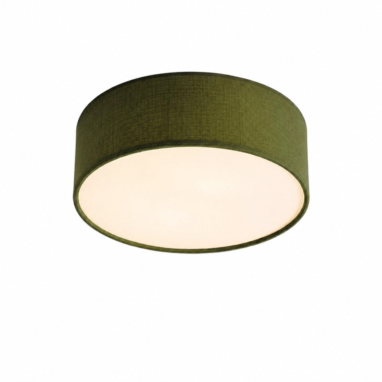 Dumora Linen Drum Deckenleuchte – Unterputz-Eisenleuchte mit Stoffschirm