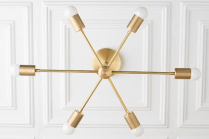 Mobilux Line Mid Century Modern Chandelier - 6 Heads Hanging Ceiling Light