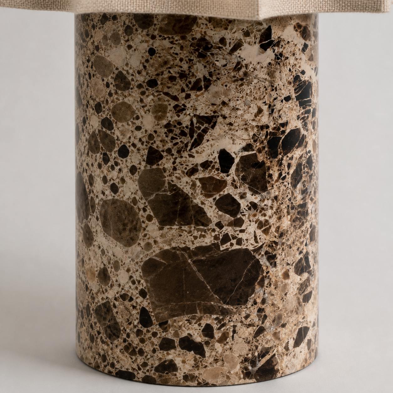 Cavilon Table Lamp with Fan-Shaped Linen Shade - Stone Finishes Suitable for Living Rooms