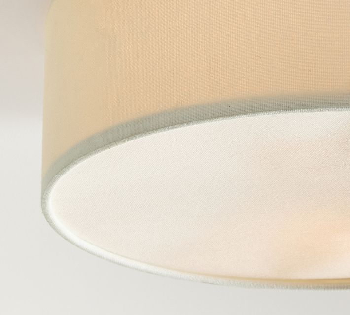 Dumora Linen Drum Ceiling Light - Flush Mount Iron Fixture with Fabric Shade
