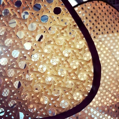 Rivana Modern Woven Rattan Chandelier – Metal Bamboo Pendant Light for Kitchens and Lounges N41