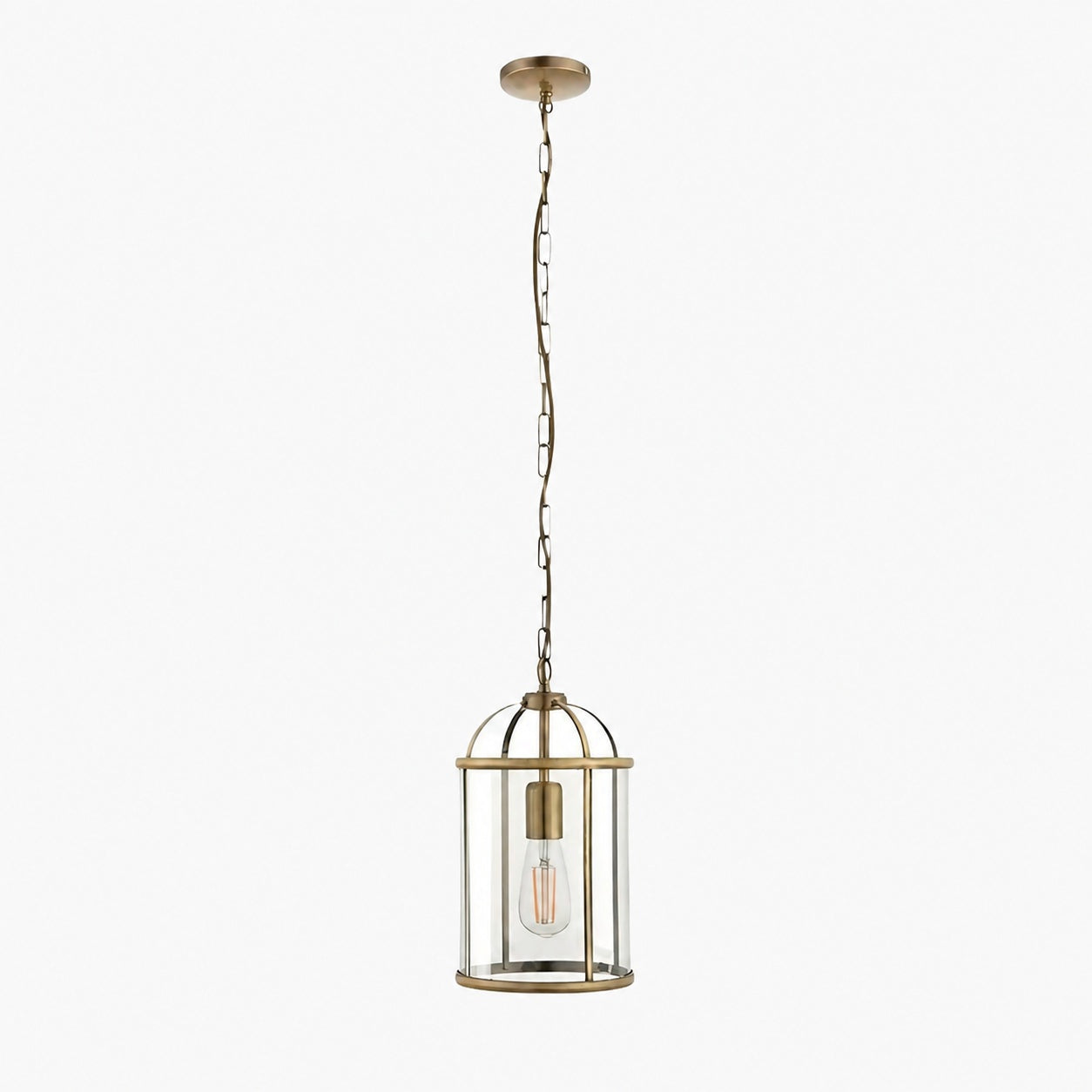 Luxvana Bell Shaped Glass Pendant Light - Industrial Metal Lantern Design Fixture for Kitchen
