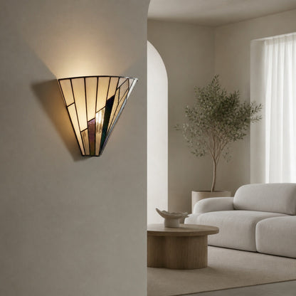 TF Astoria Vintage Fan-Shaped Wall Lamp — Handcrafted Art Glass — For Bedroom Accent Light