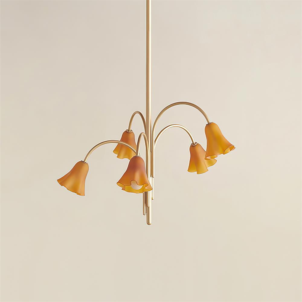 Bellina Sculptural Glass Lily Chandelier – Modern Romantic Pendant Light for High Ceilings