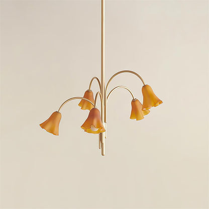 Bellina Sculptural Glass Lily Chandelier – Modern Romantic Pendant Light for High Ceilings