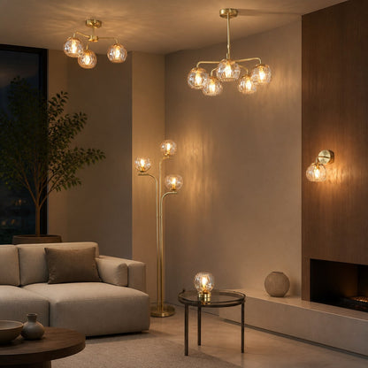 Tracian Glass Mid-Century Modern Globe Pendant Light for Dining Room