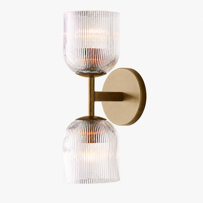 Bravira Wandleuchte aus geripptem Glas – Wandleuchte aus Metall mit klarem Glasschirm