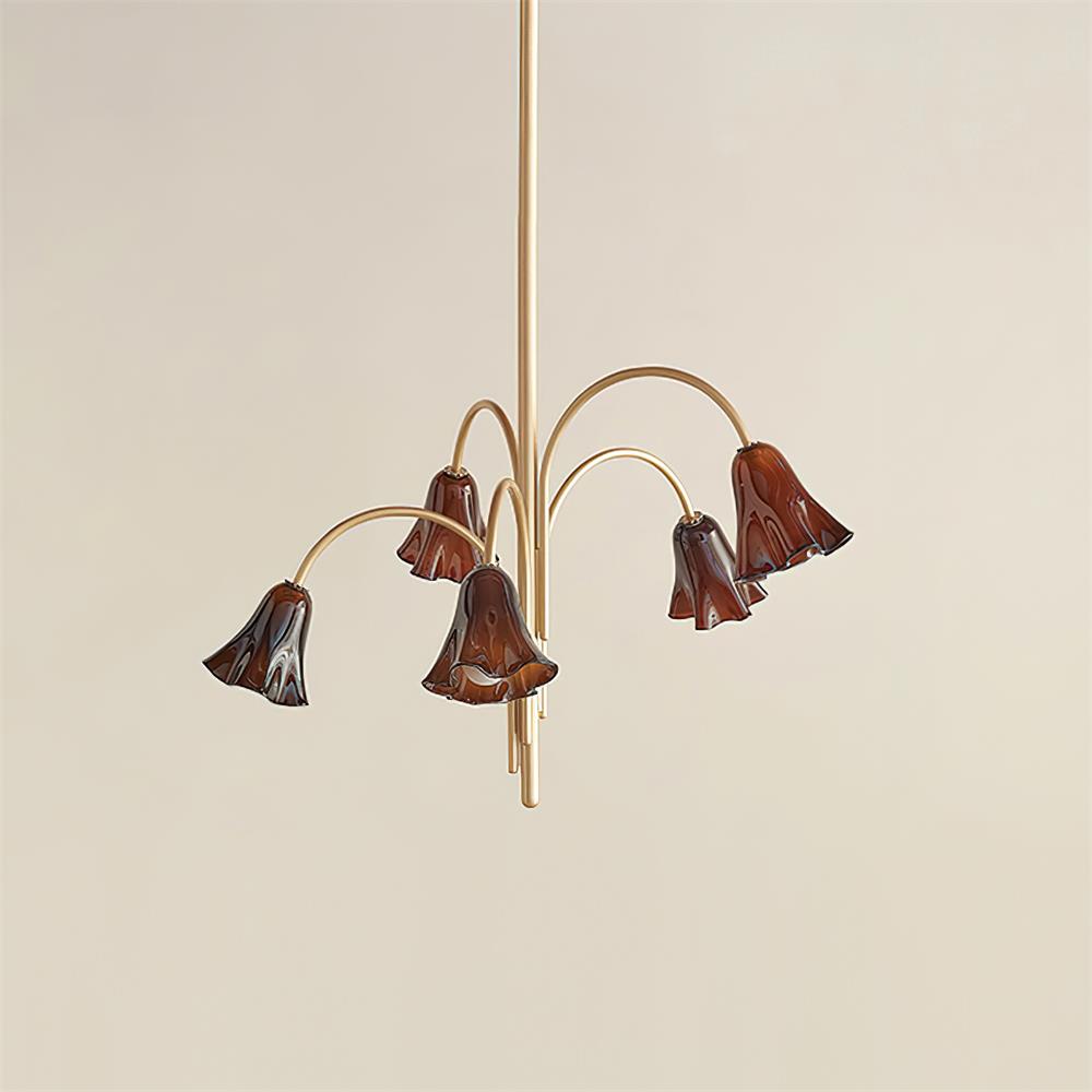 Bellina Sculptural Glass Lily Chandelier – Modern Romantic Pendant Light for High Ceilings