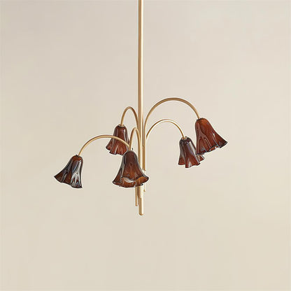 Bellina Sculptural Glass Lily Chandelier – Modern Romantic Pendant Light for High Ceilings